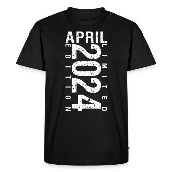 Avril 2024 Avril cadeau anniversaire 2024 - T-shirt Premium bio Homme - noir - Devant - Nico (187cm)