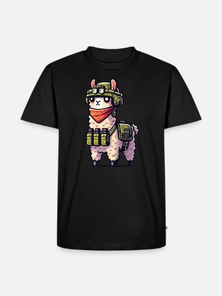 Kampf-Lama - Männer Premium Bio T-Shirt - Schwarz