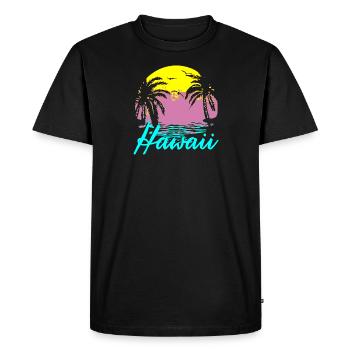 Hawaii Honolulu surfeur disant plage - T-shirt Premium bio Homme - noir - Devant - Nico (187cm)