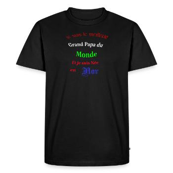 Le meilleur Grand Papa du monde - T-shirt Premium bio Homme - noir - Devant - Nico (187cm)