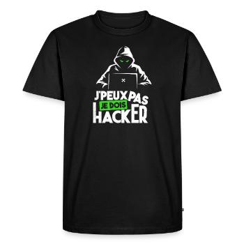 J'peux pas je dois hacker humour hacking black hat - T-shirt Premium bio Homme - noir - Devant - Nico (187cm)