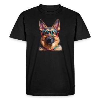 Berger Allemand Chien Avec Des Lunettes Cool Coloré - T-shirt Premium bio Homme - noir - Devant - Nico (187cm)