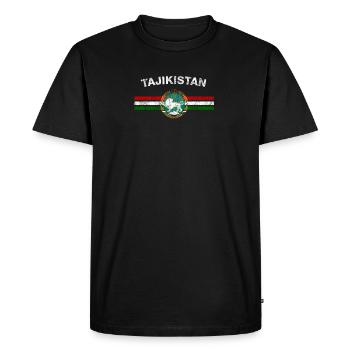 Tajik Flag Shirt - Tajik Emblem & Tajikistan Flag - Men's Premium Organic T-Shirt - black - Front - Nico (187cm)