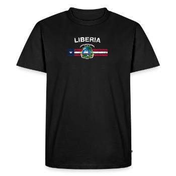 Drapeau du Libéria shirt - Libéria Emblem et Liberia Fl - T-shirt Premium bio Homme - noir - Devant - Nico (187cm)