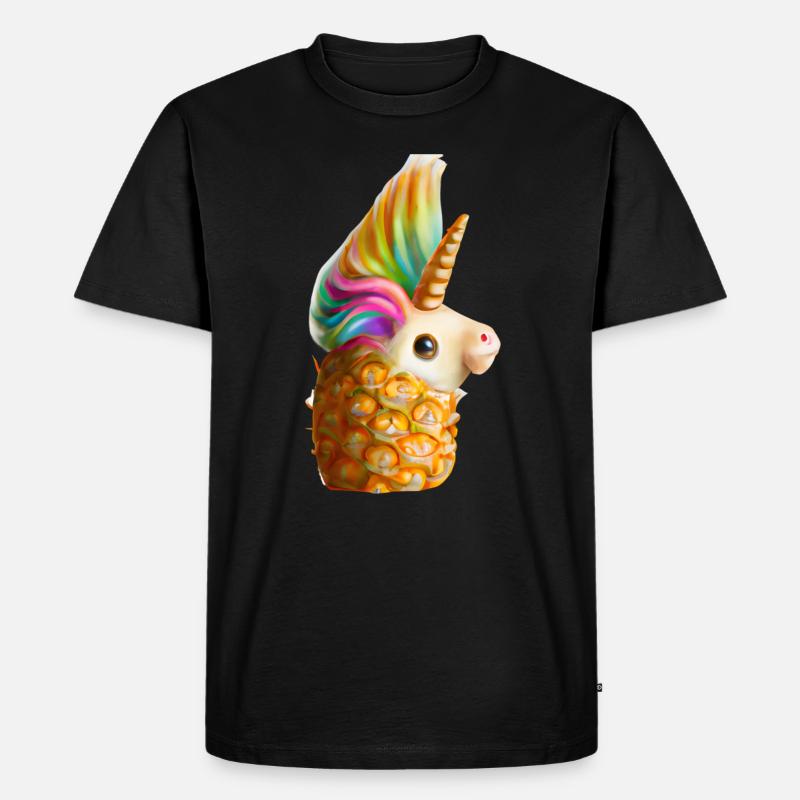 Einhorn-Ananas - Männer Premium Bio T-Shirt - Schwarz