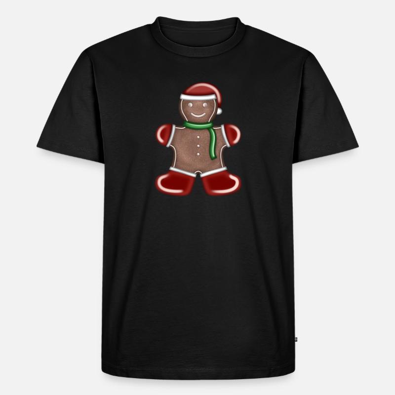Lebkuchenmann als Weihnachtsmann - Männer Premium Bio T-Shirt - Schwarz