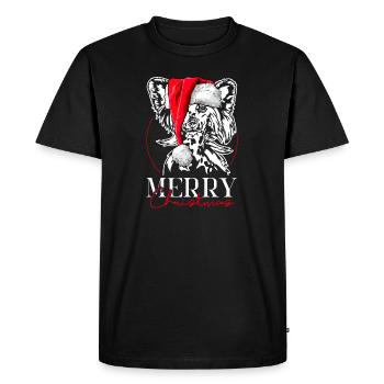 Père Noël chinois chien à crête joyeux Noël chiens - T-shirt Premium bio Homme - noir - Devant - Nico (187cm)
