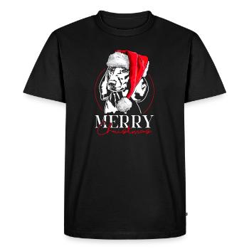 Père Noël Teckel Teckel Joyeux Noël Chiens Wilsigns - T-shirt Premium bio Homme - noir - Devant - Nico (187cm)