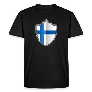 manteau Finlande drapeau des bras d'argent 015 - T-shirt Premium bio Homme - noir - Devant - Nico (187cm)