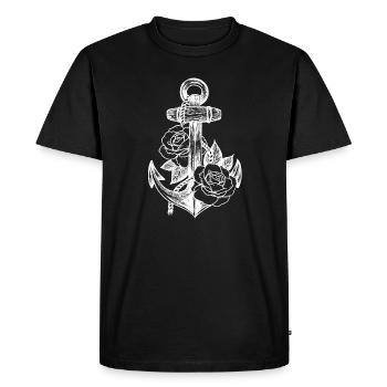 Anchor and roses - Men's Premium Organic T-Shirt - black - Front - Nico (187cm)