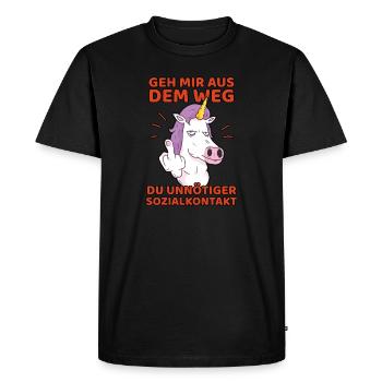 Sortez de mon chemin, contact social inutile - T-shirt Premium bio Homme - noir - Devant - Nico (187cm)