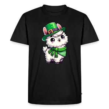 Dessin animé de lama de la Saint-Patrick - T-shirt Premium bio Homme - noir - Devant - Nico (187cm)