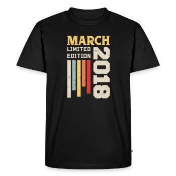Mars 2018 - Cadeau anniversaire Mars 2018 Mars - T-shirt Premium bio Homme - noir - Devant - Nico (187cm)