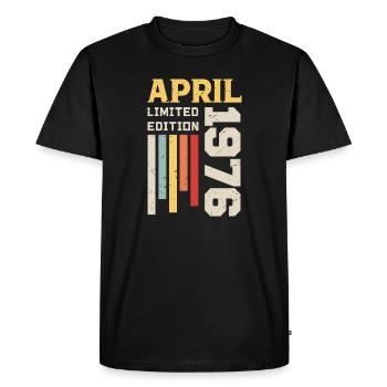 Avril 1976 - Cadeau anniversaire Avril 1976 Avril - T-shirt Premium bio Homme - noir - Devant - Nico (187cm)