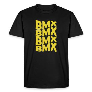Chemise verticale BMX – Yellow Bike Design - T-shirt Premium bio Homme - noir - Devant - Nico (187cm)