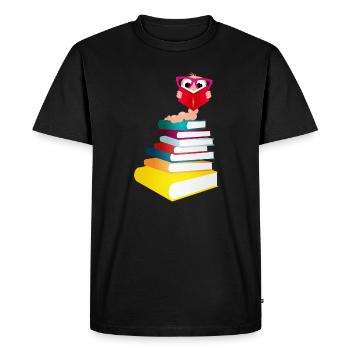 Rat de bibliothèque assoiffé de connaissances en lisant un livre - T-shirt Premium bio Homme - noir - Devant - Nico (187cm)