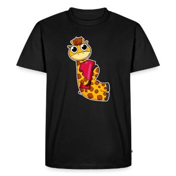 1 an - Inscription à l’école - Motif girafe - T-shirt Premium bio Homme - noir - Devant - Nico (187cm)