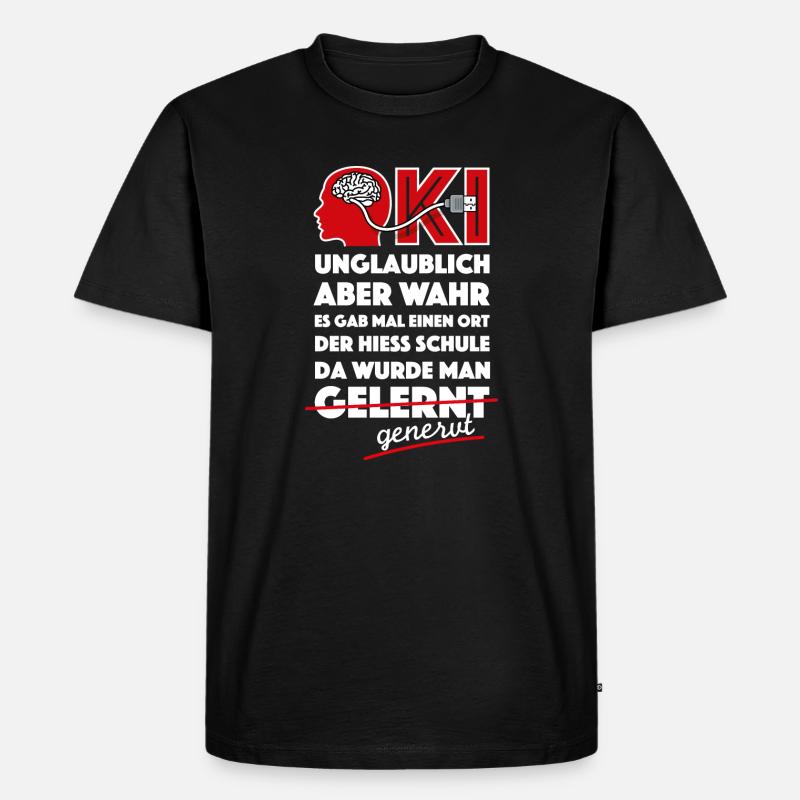 KI, ChatGPT, Schule nervt - Männer Premium Bio T-Shirt - Schwarz