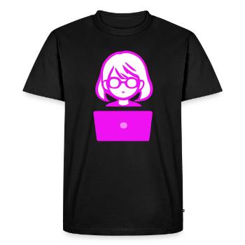 Woman with Computer Programmer Coder - Men's Premium Organic T-Shirt - black - Front - Nico (187cm)