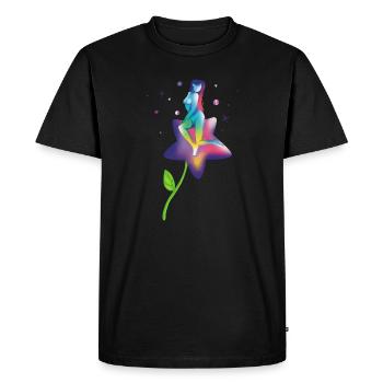 Floraison d’Étoile Arc-en-ciel - T-shirt Premium bio Homme - noir - Devant - Nico (187cm)