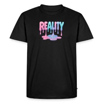 Réalité - Police pastel dégoulinante - T-shirt Premium bio Homme - noir - Devant - Nico (187cm)