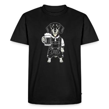 Dachshund Bavaria Bavarian Traditional Costume Folk Festival Beer - Men's Premium Organic T-Shirt - black - Front - Nico (187cm)