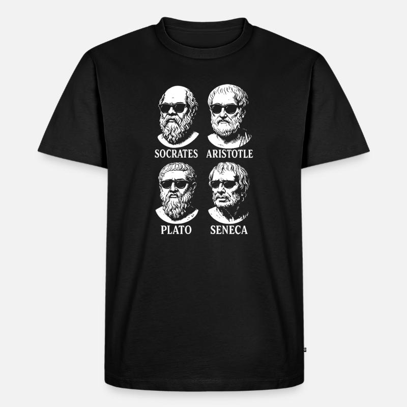 Griechisches Philosophenquartett mit Sonnenbrille - Männer Premium Bio T-Shirt - Schwarz