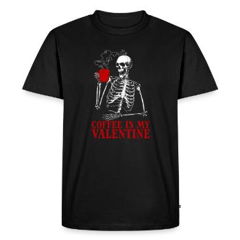 Coffee Is My Valentine's Day – Skeleton Coffee for M - Men's Premium Organic T-Shirt - black - Front - Nico (187cm)