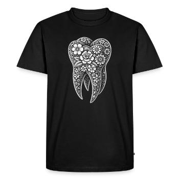 Dent fleurie - T-shirt Premium bio Homme - noir - Devant - Nico (187cm)