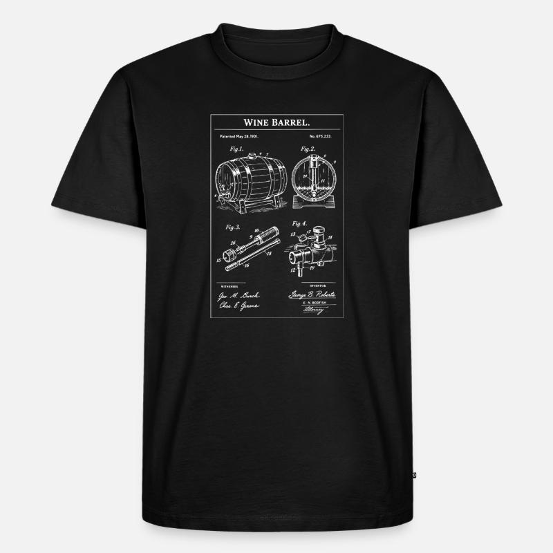 Blaupause-Weinfass-Skizze - Männer Premium Bio T-Shirt - Schwarz