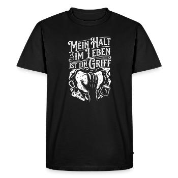 My hold in life is a grip - Men's Premium Organic T-Shirt - black - Front - Nico (187cm)
