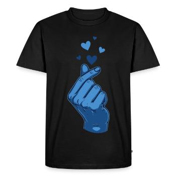 Kpop Musique coréenne Blue Finger Heart Love - T-shirt Premium bio Homme - noir - Devant - Nico (187cm)