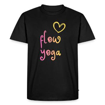 Flow Yoga - colorful design with heart - Men's Premium Organic T-Shirt - black - Front - Nico (187cm)