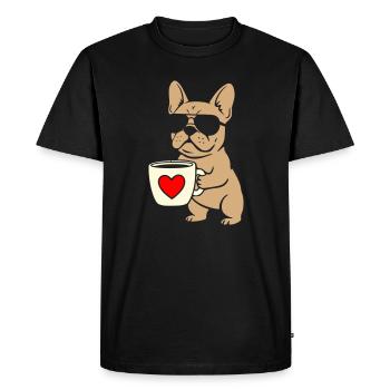 Conception de l’appartement Frenchie Coffee - T-shirt Premium bio Homme - noir - Devant - Nico (187cm)