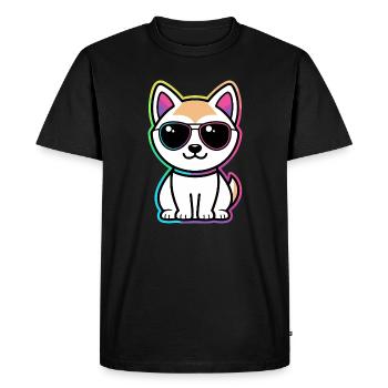 Chat Neon Lunettes Arc en ciel - T-shirt Premium bio Homme - noir - Devant - Nico (187cm)