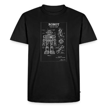 Retro Robot Blueprint Patent Art - Men's Premium Organic T-Shirt - black - Front - Nico (187cm)