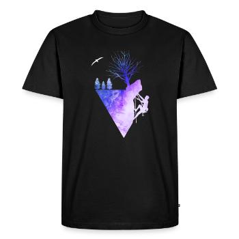 Silhouette aquarelle nature de l’escalade - T-shirt Premium bio Homme - noir - Devant - Nico (187cm)