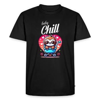 Cute Baby Sloth in Stroller Heart Design - Men's Premium Organic T-Shirt - black - Front - Nico (187cm)