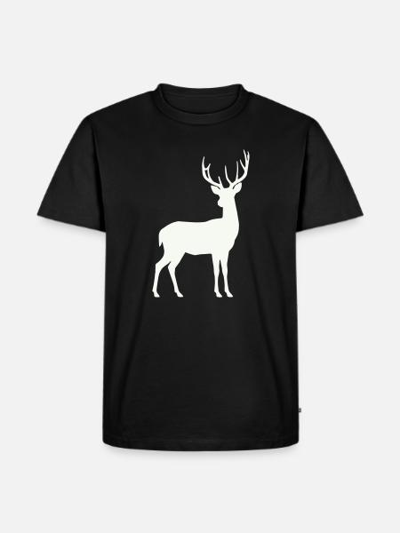 Hirschsilhouette im Mondlicht - Männer Premium Bio T-Shirt - Schwarz