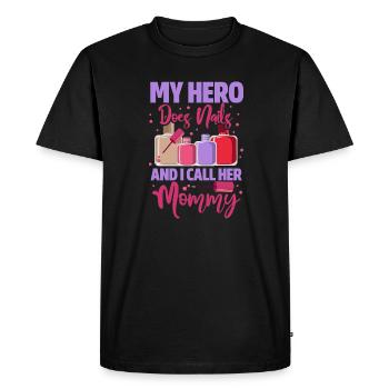 Mon héroïne fait des ongles et je l’appelle maman - T-shirt Premium bio Homme - noir - Devant - Nico (187cm)