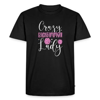 Crazy Backgammon Lady Tabletop Strategy Games - Men's Premium Organic T-Shirt - black - Front - Nico (187cm)