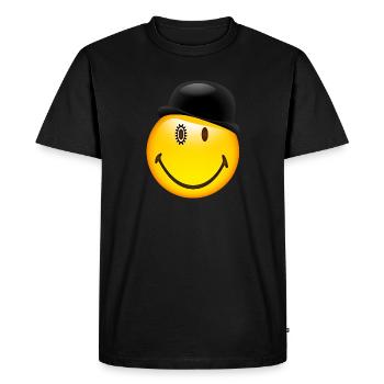 Smiley Glossy Bowler Hat - Men's Premium Organic T-Shirt - black - Front - Nico (187cm)