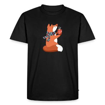 Noël animal renard renard roux cadeaux - T-shirt Premium bio Homme - noir - Devant - Nico (187cm)