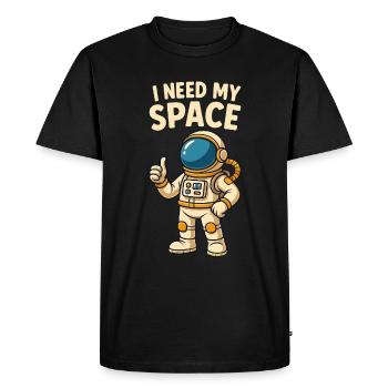 Astronaut Comic - I Need My Space - Men's Premium Organic T-Shirt - black - Front - Nico (187cm)