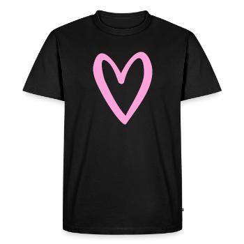 Cadeau rose coeur Saint Valentin - T-shirt Premium bio Homme - noir - Devant - Nico (187cm)