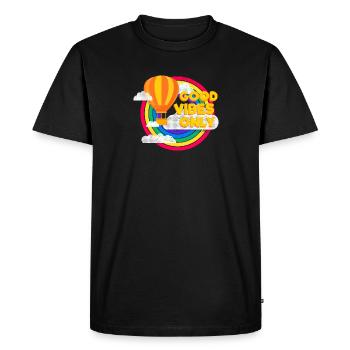 Balloon & Rainbow (Good Vibes) - Men's Premium Organic T-Shirt - black - Front - Nico (187cm)