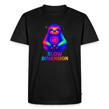 Slow Dimension - Sloth Colorful Cozy Relax - Men's Premium Organic T-Shirt - black - Front - Nico (187cm)