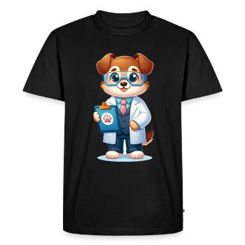 Cute Dog Scientist - Men's Premium Organic T-Shirt - black - Front - Nico (187cm)