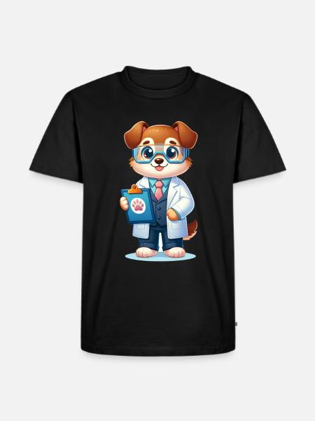 Cute Dog Scientist - Men's Premium Organic T-Shirt - black