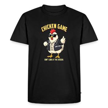 Jeu de poulet drôle - Poulet drôle - T-shirt Premium bio Homme - noir - Devant - Nico (187cm)